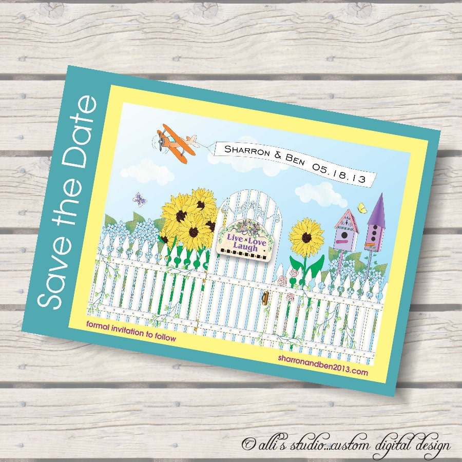 Garden Gate 5x7 Announcement, Linen