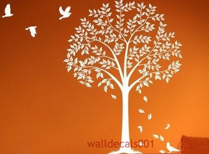 Wall Decals,wall stickers,tree,white,kids - Autum tree 80" tall