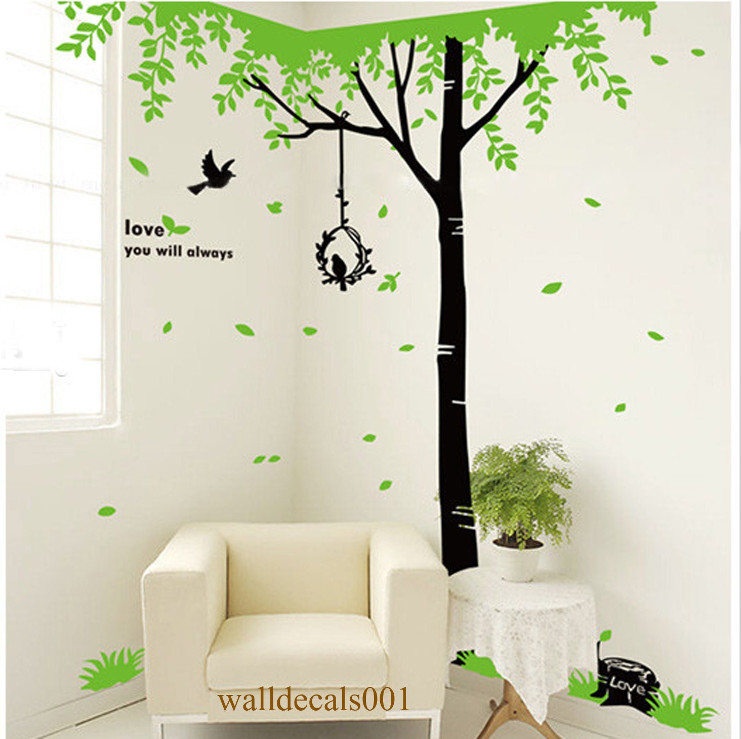 Tree Wall Decal wall sticker kids decal birds decal room decor wall decal wall art - Giant tree
