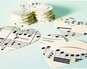 100qty hearts from vintage music sheet 1.5" paper die cut punch craft