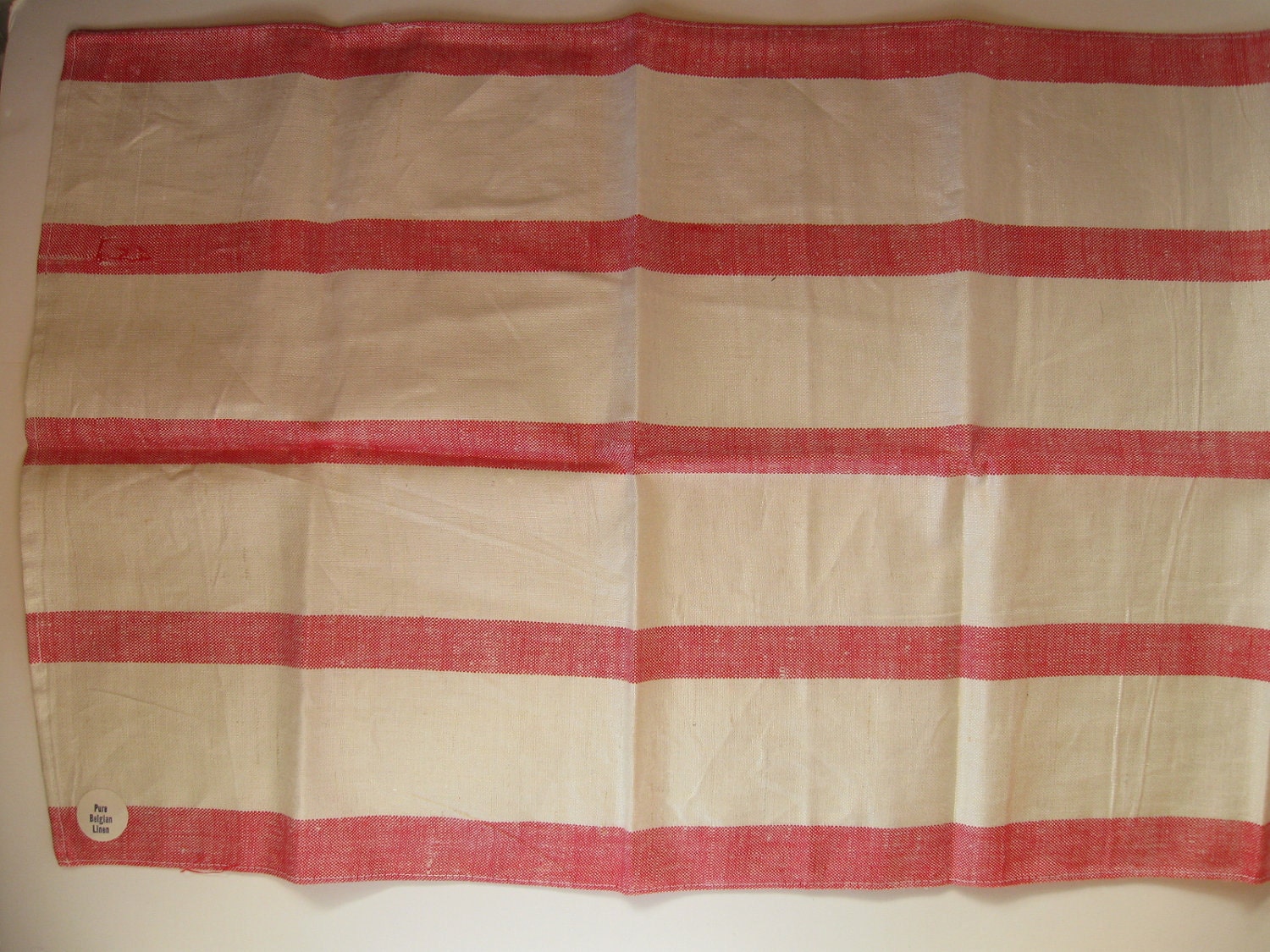 Vintage Pair Kitchen Towels 1950s Pure Belgian Linen - Never Used