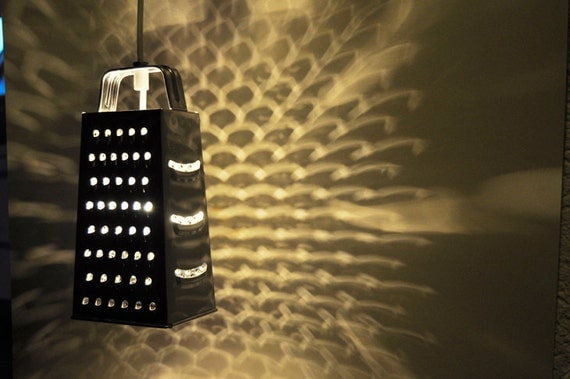 Hanging pendant grater lamp / light (silver)