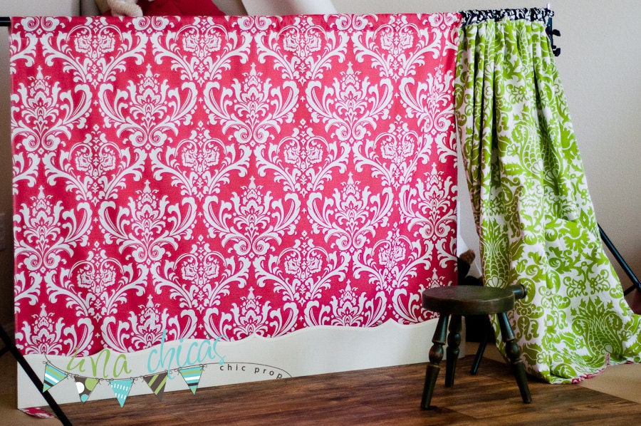 Mini Photography Backdrop as Photo Prop Pink & White Damask