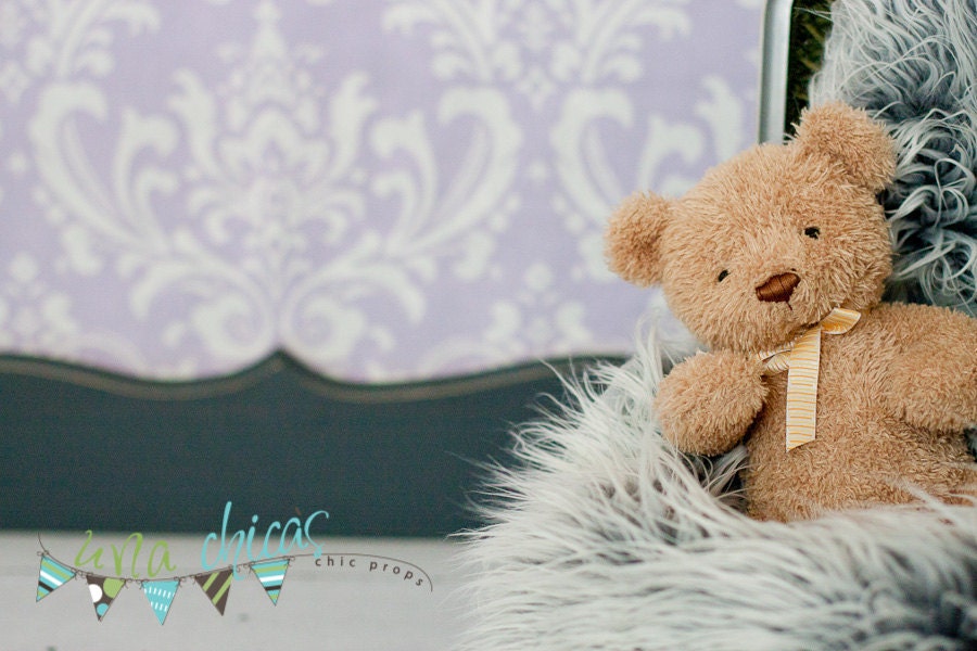 Mini Photography Backdrop  Purple White Damask