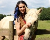 Blue feather and leather extension clip