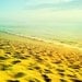 Beach Photography, Ocean, Sand, Sea, Art Photo, Retro, Sunset, Teal, Yellow
