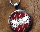 Pet iD Tag deep red and white patterned colorful round Dog Tag 35mm round -  by California Mutts