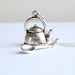 Teapot & Spoon Kitchen Necklace- Alice in Wonderland- Tea Time Jewelry- 925 Sterling Silver