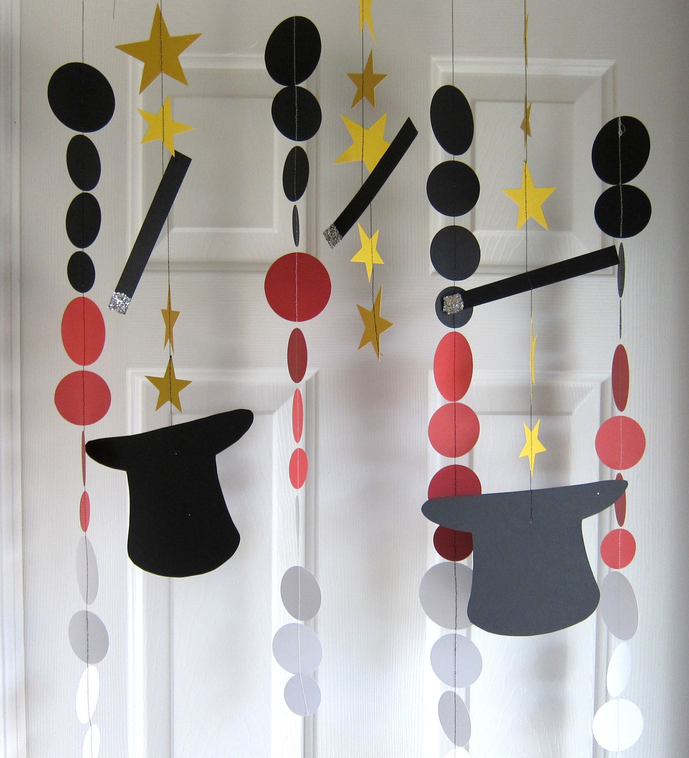 Paper Garland, Decorations, Magic Party, Magic Hats and Wands, Birthday Party Decoration