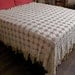 Antique IRISH CROCHET BEDSPREAD - Pinwheel Design - Hand-tied Fringe Border