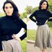 Vintage 1970s Black Long Sleeved Plaid Circle Skirt Grease Dress //// RESERVED FOR erinmray1 /////