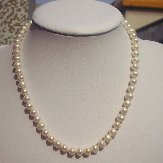 Ivory Pearl Necklaces,Freshwater pearl 6-7mm ivory Pearl Necklace,wedding necklace,pearl jewelry - Free Shipping