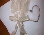 Wedding Bridal Burlap wrapped Feathered Pen for your Guest Book