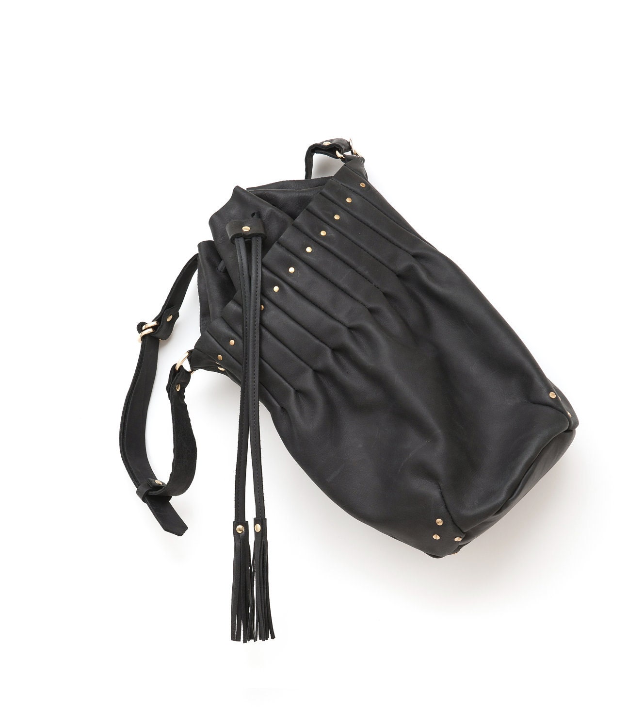 Drawstring bag- Leather bucket bag - Robin Alpha