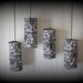 RESERVED FOR DONNA - Set of 4 Damask black and white fabric lanterns