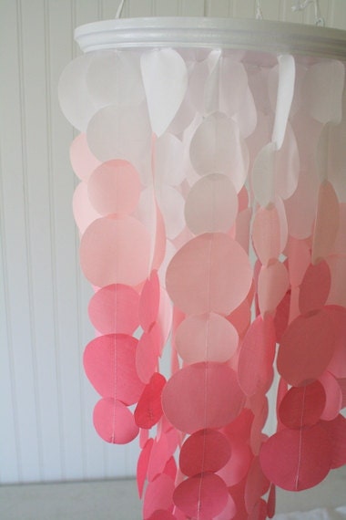 Fabric Ombre Hanging Chandelier Wedding Decoration MADE TO ORDER in white and shades of pink - ombre style unique wedding decoration
