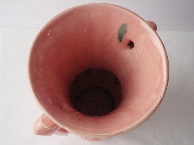 McCoy Art Deco Coral Pink Vase with Handles