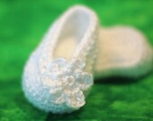 SALE PRICE Crochet Baby Booties - Christening Booties - Baptism Slippers
