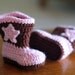Crochet Baby Booties - Pink and Brown Boot Scoot'n Boots - Baby Cowboy Boots