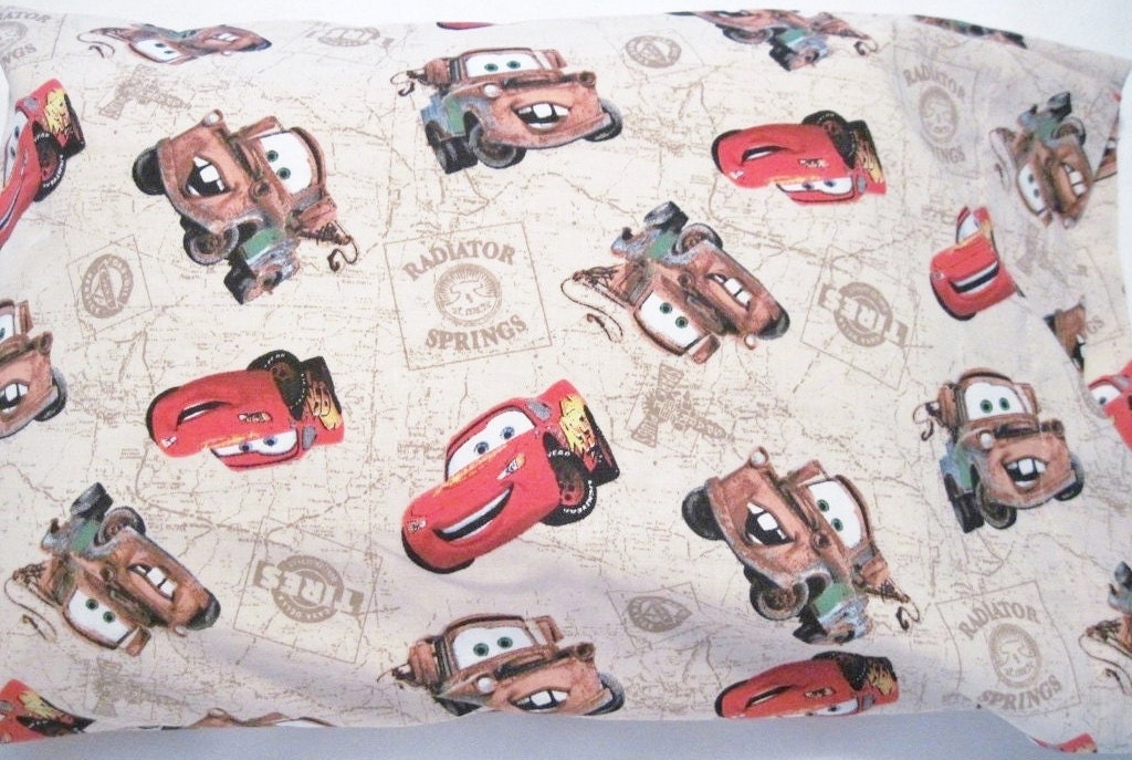 Toddler Child Travel Size PillowCase - Cars Lightning McQueen Tow Mater Disney