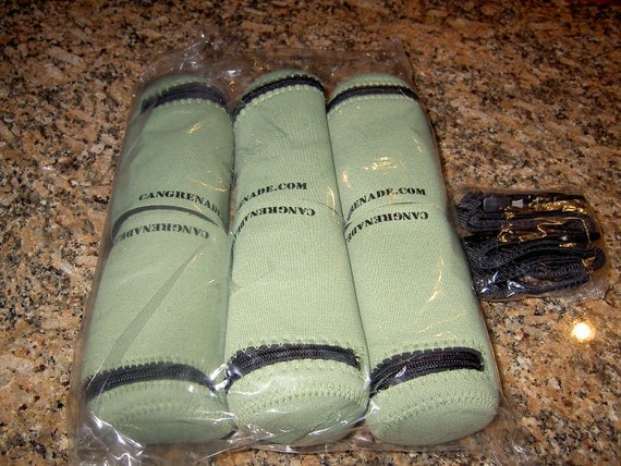 Can Grenade clippable zippable can koozie coolers (6-pack and belt)