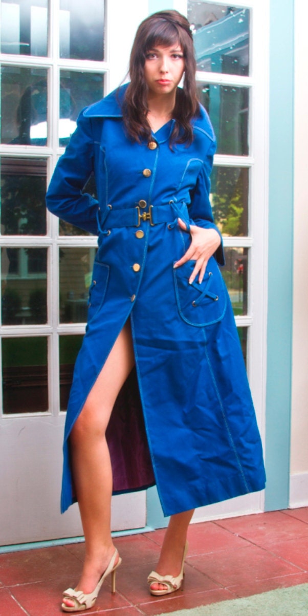 1970's Super Fly Women's Bright Blue Sexy Coat