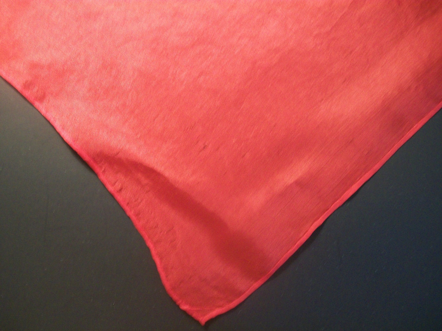 RESERVED Vintage Handkerchief 17" Silky Lipstick Red Solid Hankie, Handkerchief, Scarf from All Vintage Hankies