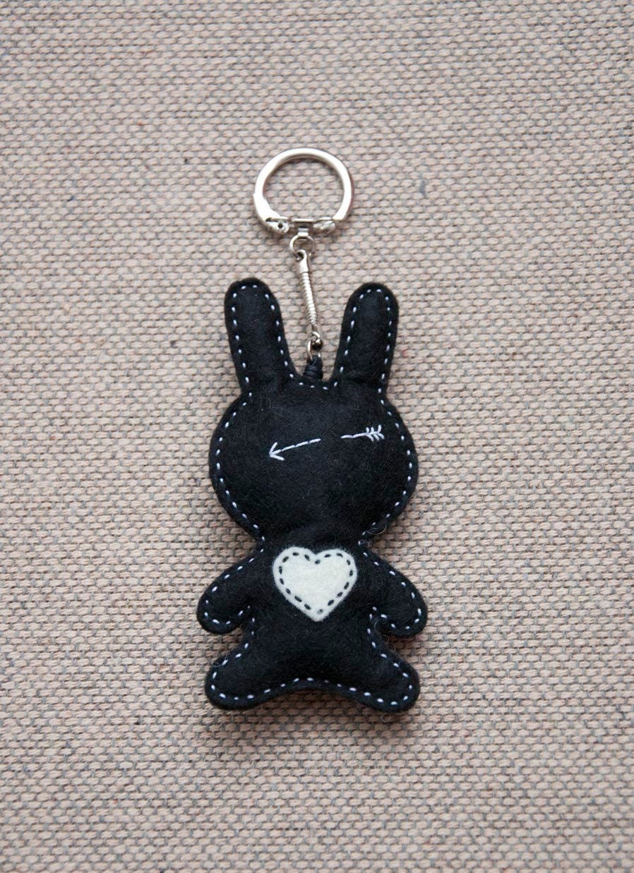 Little monster with white heart - key chain pendant
