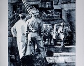 1950s Navy Etching Hand Pulled Print by Nicole Marie Smith