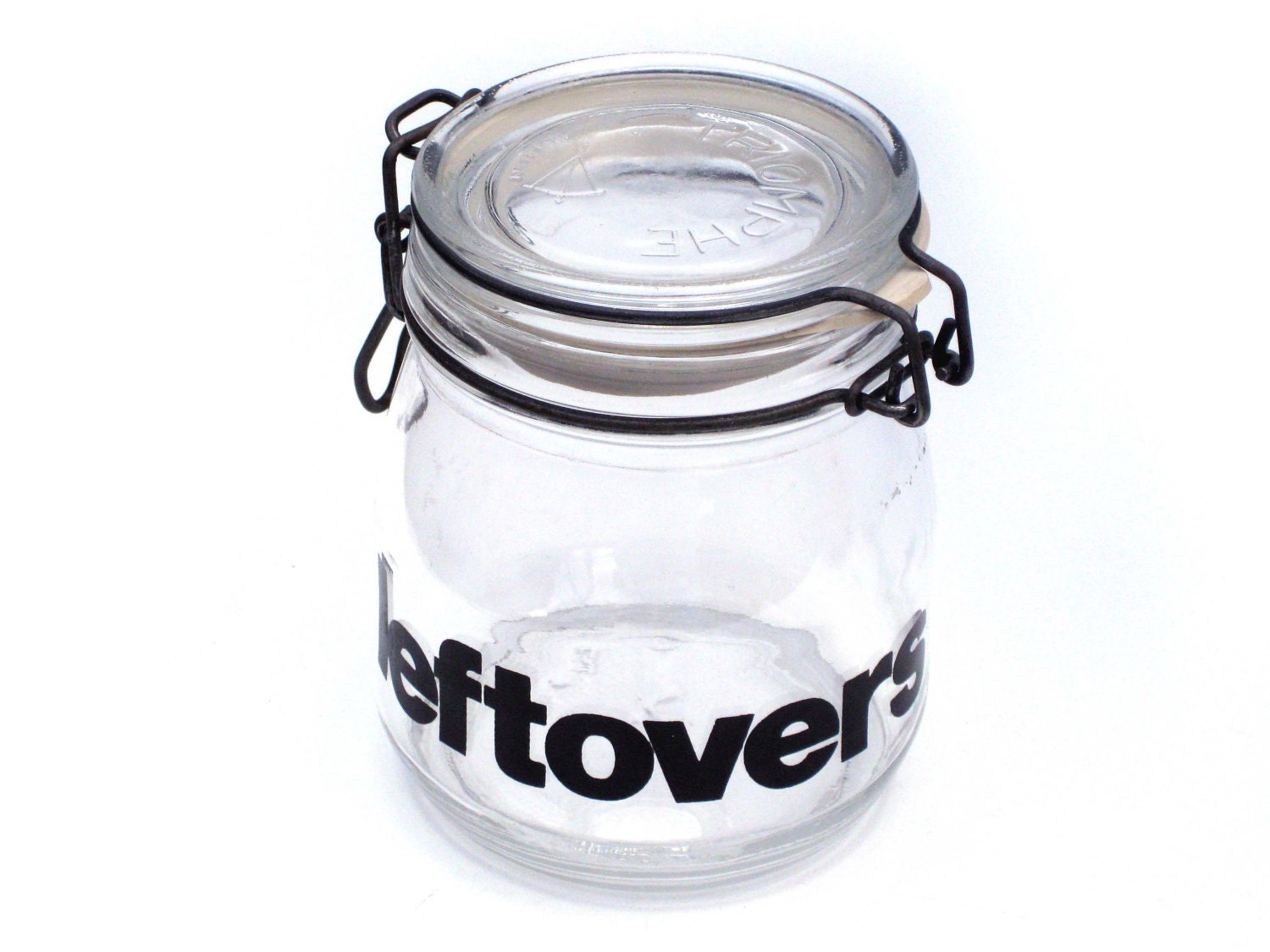 leftovers glass jar - 70s typography