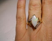14kt Gold Opal and Diamond Ring