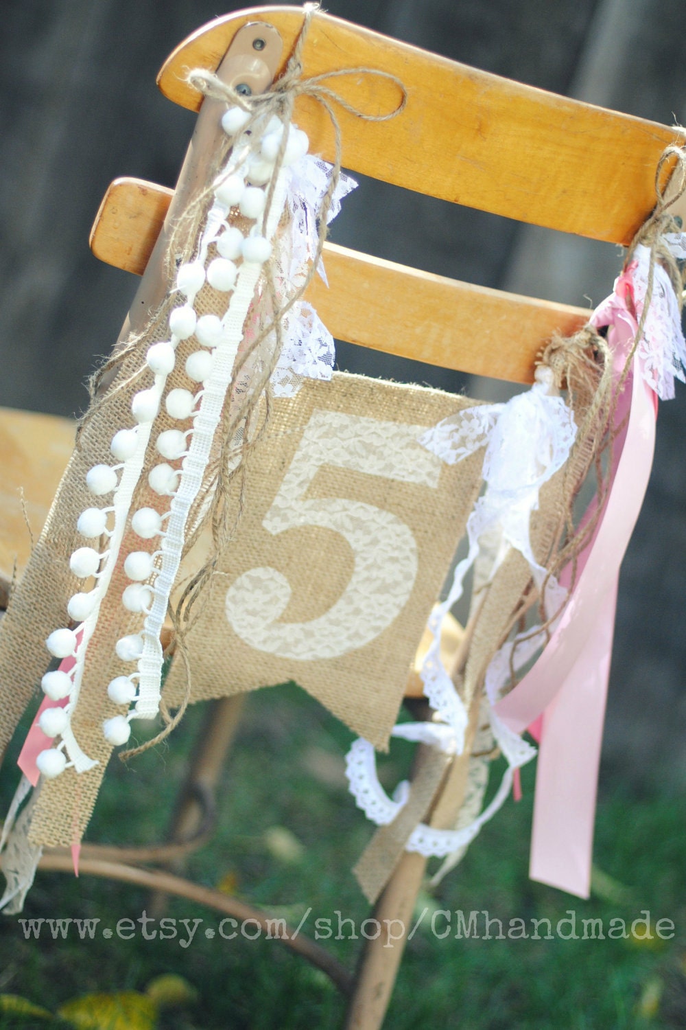 AGE or INITIAL BIRTHDAY banner (burlap & lace)