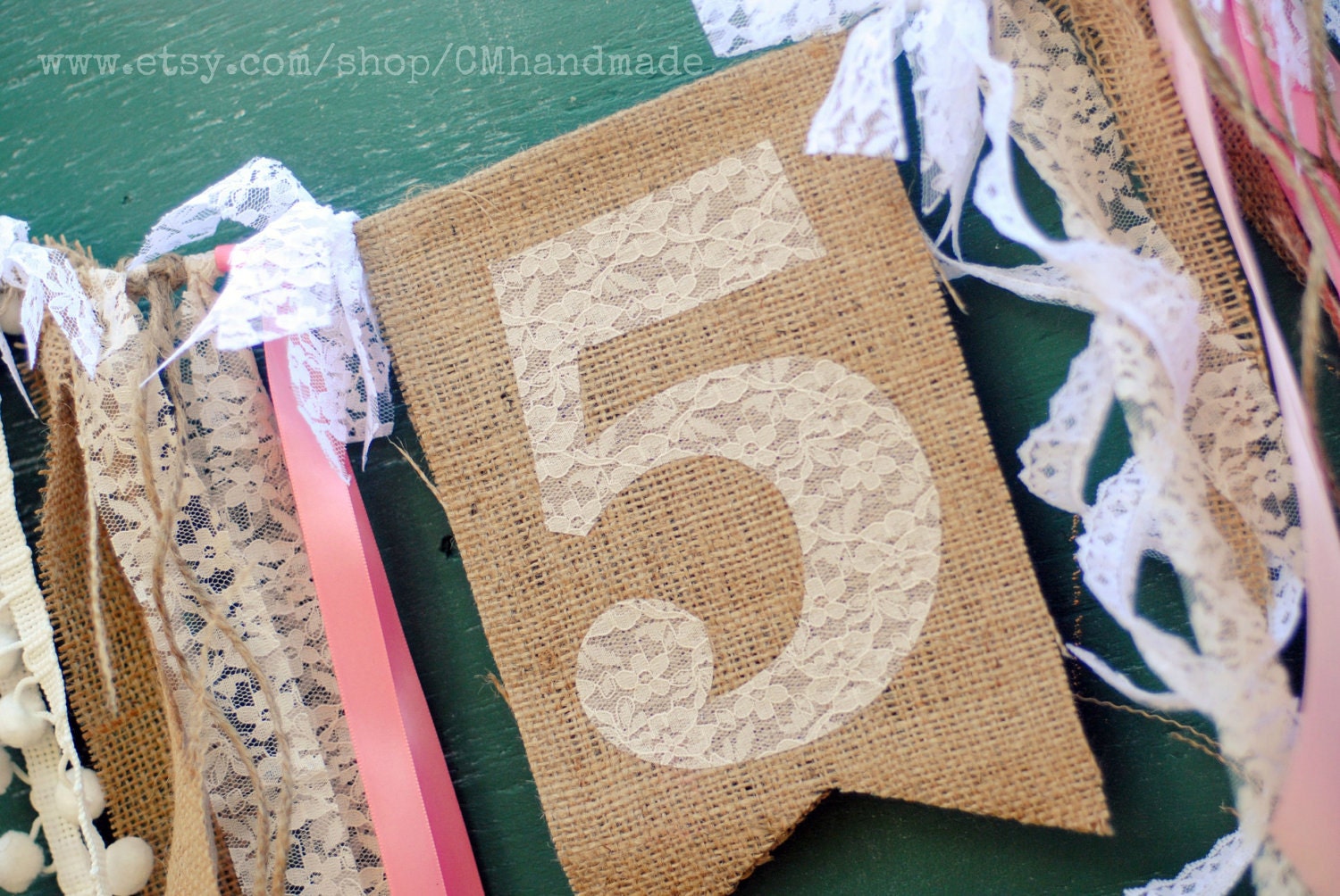 AGE or INITIAL BIRTHDAY banner (burlap & lace)