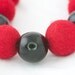 Felt beaded necklace red and black autumn necklace