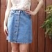 1990s Bill Blass / Light Acid Wash Denim SKIRT / Button Front A-Line / Women's Size 8 Medium