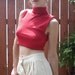 Red Knit Crop Turtleneck / Sleeveless Crop Top / Women's Size Small / Large