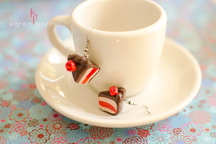 Cake Handmade Earrings, Polymer Clay, Birthday Gift