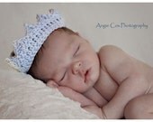 Crown - Crochet Baby Blue Prince - Baby Boy Photography Prop - Newborn, Infant, Child