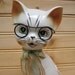 Vintage Kitteh, cat with glasses