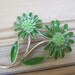 Floral brooch,vintage brooch,daisies, green daisies, wildflowers, boho , hippie, gold and green