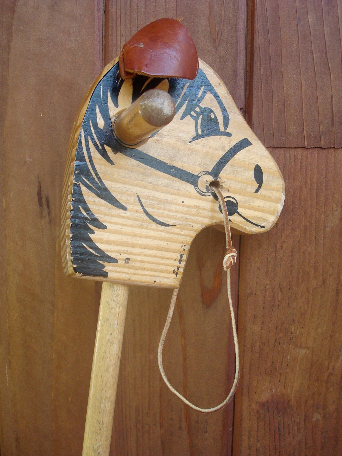 Vintage Child's Toy Wooden Stick Hobby Horse by BerkshireJules