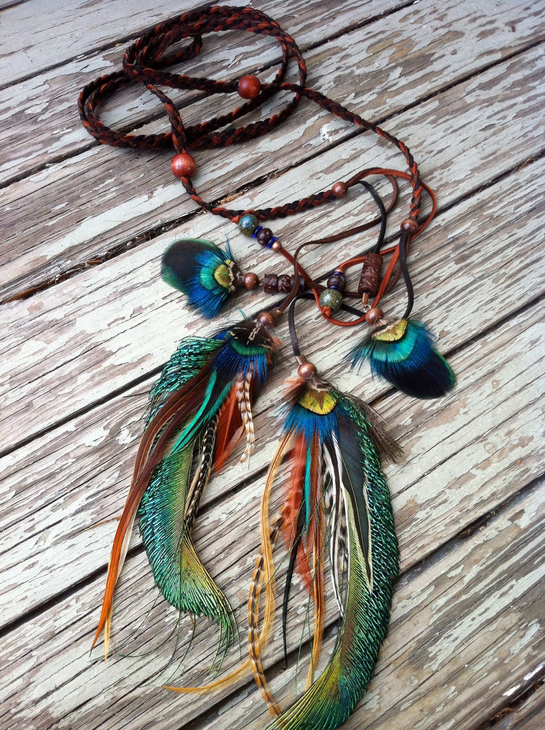 Wanna see my peacock feather and braided leather headband, belt, or lariat