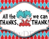 Argyle Dr. Seuss Thing 1 Thing 2 PRINTABLE Thank You Cards