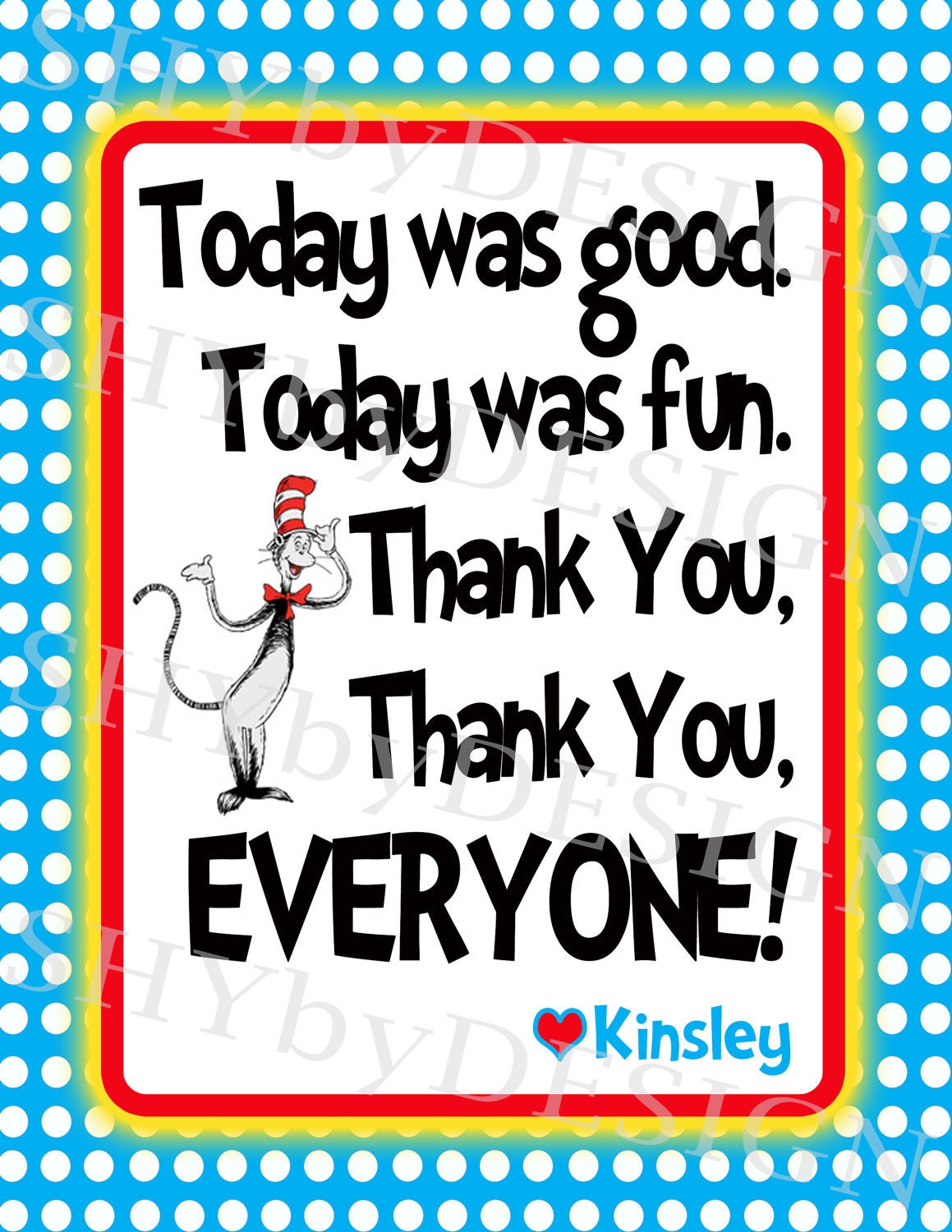 Customized PRINTABLE Dr. Seuss Birthday Kit
