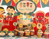 Instant Download Hero Birthday Printable Party Kit with editable Text for YOU to personalize