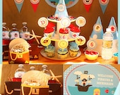 Instant Download Pirates & Mermaids Birthday Printable Party Kit with Editable Text for YOU to personalize