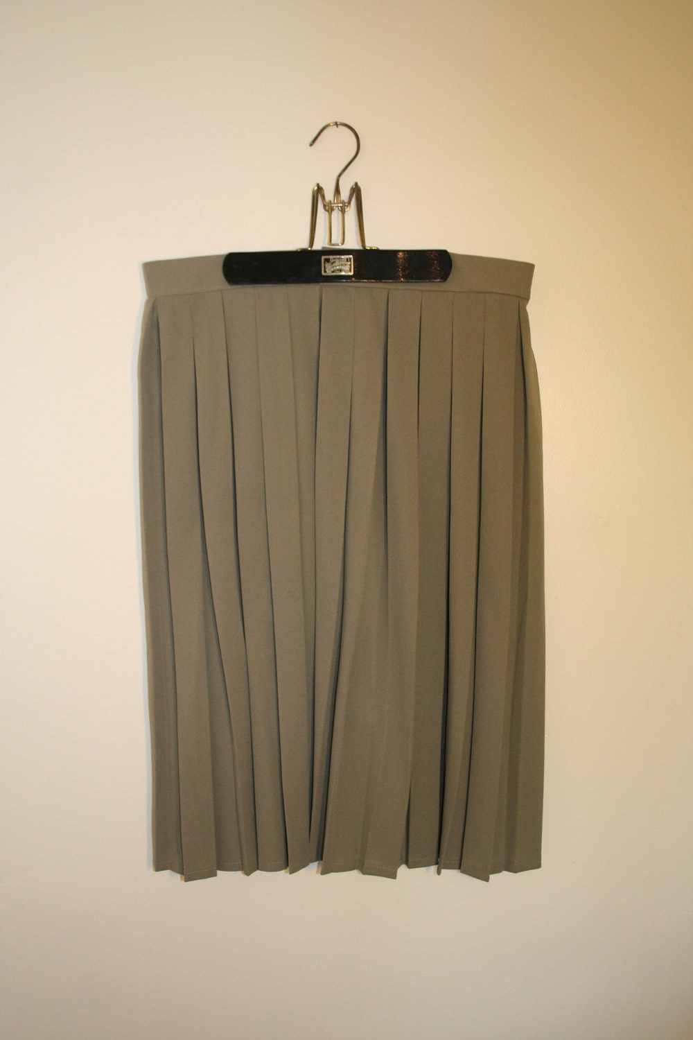 Grey Pleated Midi Skirt