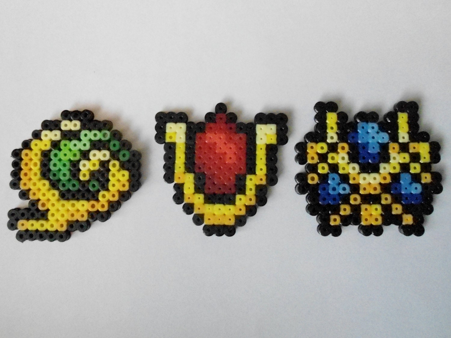Legend of Zelda Ocarina of Time Spiritual Stones Pixelated Perler Bead Magnets