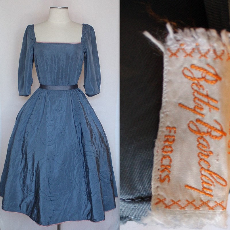 40s Dress 1940s Full Skirt Formal Dress