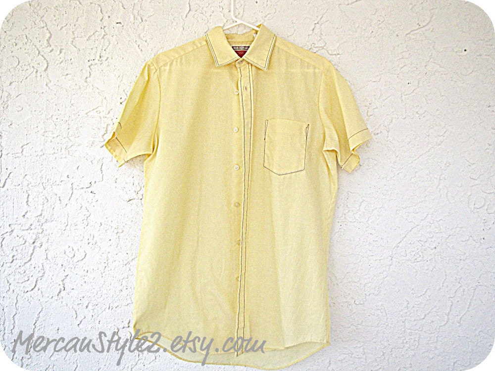 Oxford shirt yellow with brown stitching (17" neck)